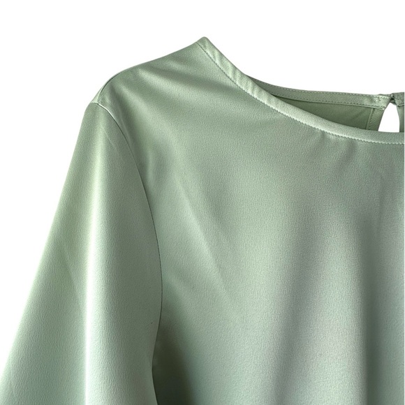 J CREW | NWOT WINTER GARDEN RUFFLE SLEEVE TOP BLOUSE LIGHT PEPPERMINT | LARGE - Picture 3 of 9